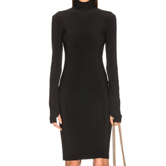 Norma Kamali Slim Fit Turtleneck Thumbhole Long Sleeve Dress - Picture 14 of 15